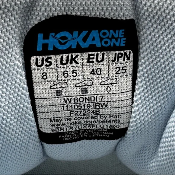 Hoka Women’s Bondi 7 Color Ice Water /White SZ 8 - Picture 9 of 9